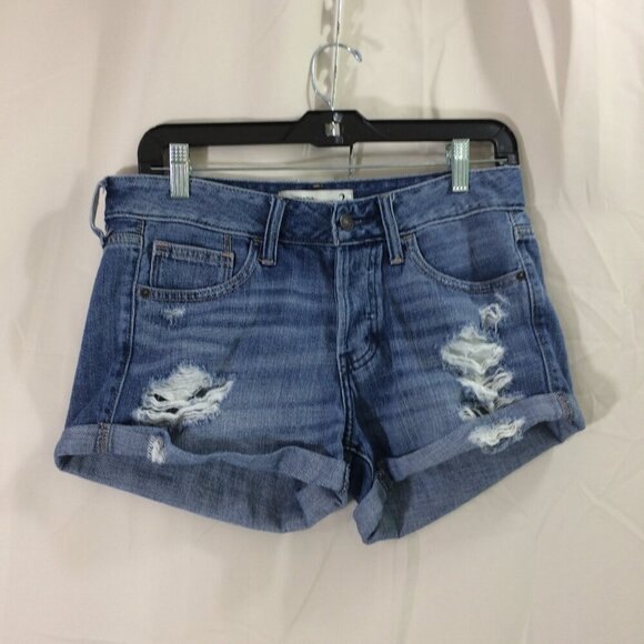 Abercrombie & Fitch Shorts Boyfriend Denim Distressed 100% Cotton Size 2 - Picture 1 of 3